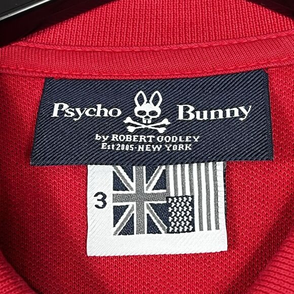 Psycho Bunny Polo Shirt Mens Size 3 Small Red Logo Embroidered Shorts Sleeve - Picture 9 of 11